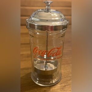 Tabletop Small glass Coca cola straw dispenser 7”